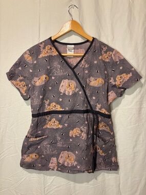 Disney tie waist scrub top